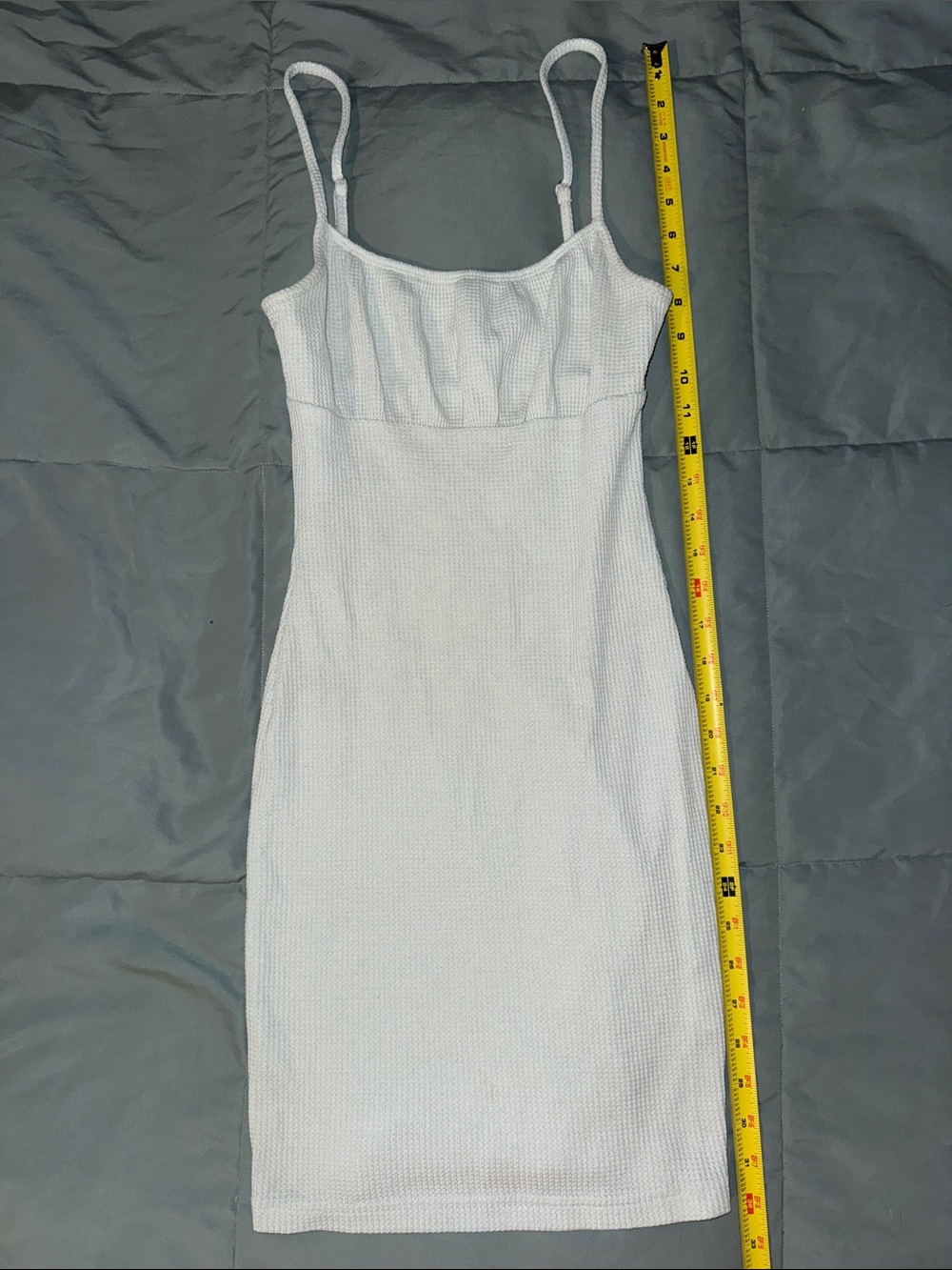 Princess Polly White Ribbed Spaghetti Strap Mini Dress